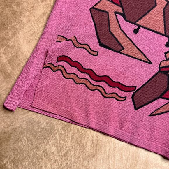 Vintage Y2K Tian Di Geometric Crab Graphic Print Woven Knit Top Tessellation - Picture 6 of 7